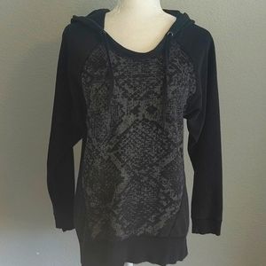 DKNY Jeans Weathered Raglan Snakeskin Hoodie